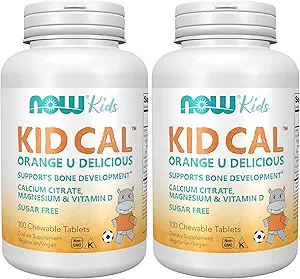 AHORA Suplementos, Kid Cal con Citrato de Calcio, Magnesio y Vitamina D, Tart Orange, 100 Chewables, Embalaje Mayo Vary (Pack of 2)