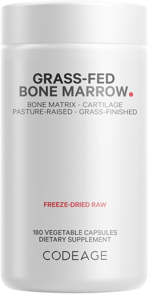 Codeage Grass-Fed Bone Marrow Supplement – Freeze-Dried, Non-Defatted Beef Bone Matrix & Cartilage – 1500mg por Serving, 180 Capsules