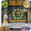 Googipet Premium 10 en 1 Vitaminas para perros Multivitamínico Agrietado con Probióticos para Salud Gut, Vitaminas y Suplementos para perros w/Vitamin C & Glucosamina para Soporte Conjunto (Chicken &amp; Vegetable Flavor)