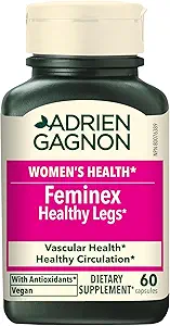 Adrien Gagnon - Feminex Healthy Legs 60 Capsules, Circulación y Apoyo Veinte para las piernas sanas, Suplemento de Flujo de Sangre con Extracto de Castaña de Caballo para el Tratamiento de Veinas de Variedad
