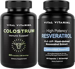 Vital Vitamins Colostrum Capsules with Vitamin C, Zinc + Resveratrol Capsules