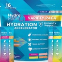HydroMATE Electrolyte Powder Variety Pack Hydration Packets Low Sugar 16 Count