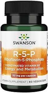 Swanson R-5-P (Riboflavin-5-Phosphate) - Vitamina B2 Suplemento Promoción de Energía, Metabolismo & Vision Health - Natural Wellness Formula - (60 cápsulas)