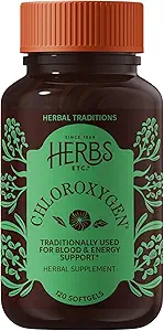 Herbs Etc. ChlorOxygen Chlorophyll Concentrate - Aids Healthy Blood Circulation - High-Altitude Environment Support - Energy Support - 120 Softgels (120 Servings)