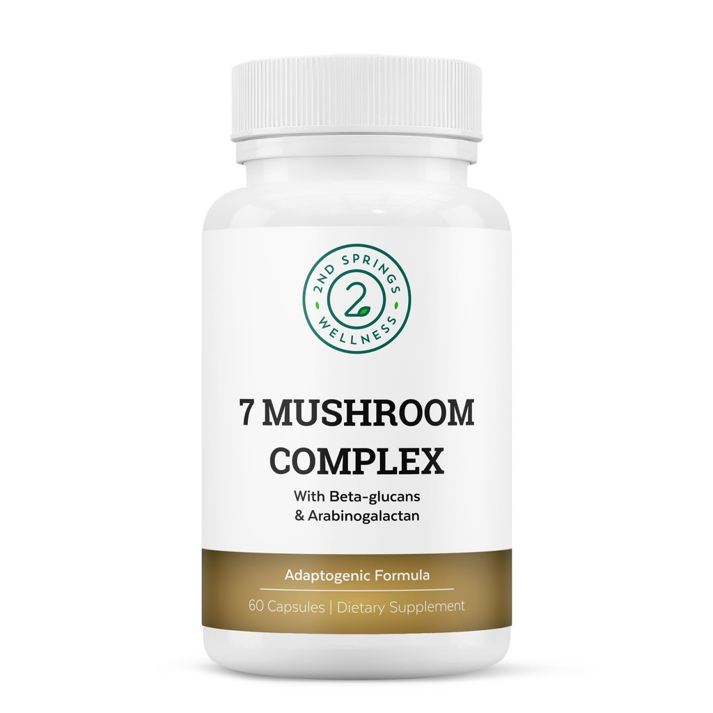 Complejo de hongos orgánicos - 7 Mushroom Blend Immune Support Nootropic " Cognitive Health Supplement with Organic Lion's Mane, Chaga, Maitake, Shiitake, Reishi, Turkey Tails, Cordyceps Mix