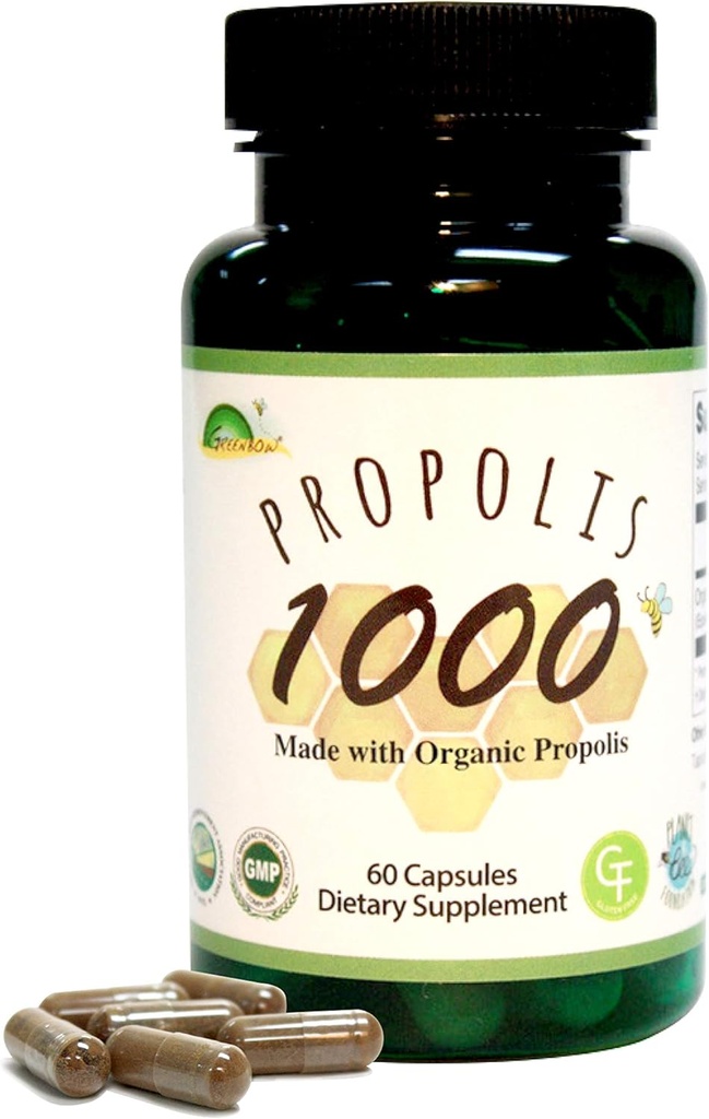 GREENBOW Propolis 1000mg NonGMO Hecho con Propolis 60 Capsules VEGAN CAPSULES