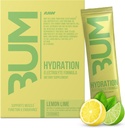 RAW Electrolytes Powder Hydration Drink Mix Packets, Bum Hydrate (Límon Lime, 20 Servings) - Electrolyte Hydration Packets Supports Muscle Function & Endurance - Keto Free Electrolytes Powder Packets