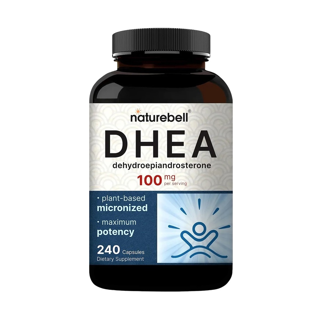 NatureBell DHEA 100mg, 240 Capsules ← Max Strength, grado micronizado para una mejor absorción – apoya el nivel de energía, el metabolismo y el envejecimiento saludable para hombres y mujeres – No GMO, hecho en EE.UU.