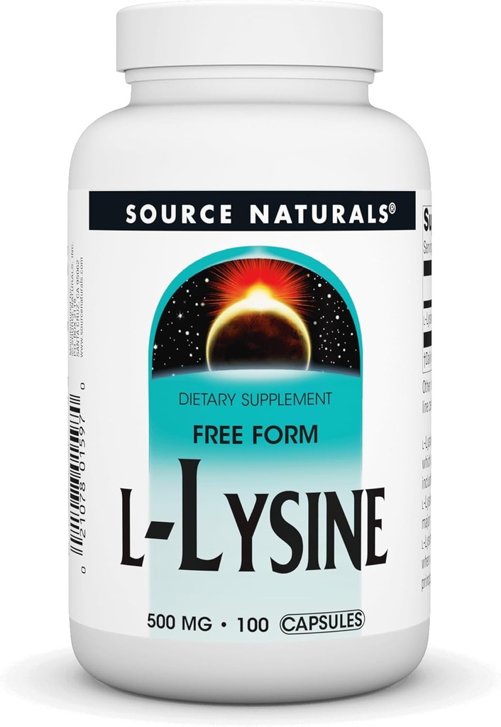 Fuente Naturales L-Lysine Free Form -Amino Acid Supplement Supports Energy Formation & Collagen - 100 Capsules