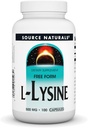 Fuente Naturales L-Lysine Free Form -Amino Acid Supplement Supports Energy Formation & Collagen - 100 Capsules