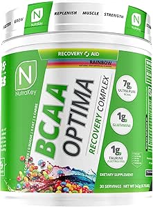 NutraKey BCAA Optima Post Workout Recovery Complex, No Sugar, No Carb, Recovery Aid, Rainbow