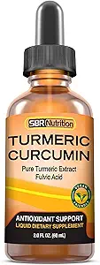 Max Absorption Liquid Turmeric Curcumin Drops  durable for Joint, Back, Ache, Digestion Support ¦ Liposomal Organic Turmeric Root Extract with Fulvic Acid ← Vegan, Non-GMO, Made in USA