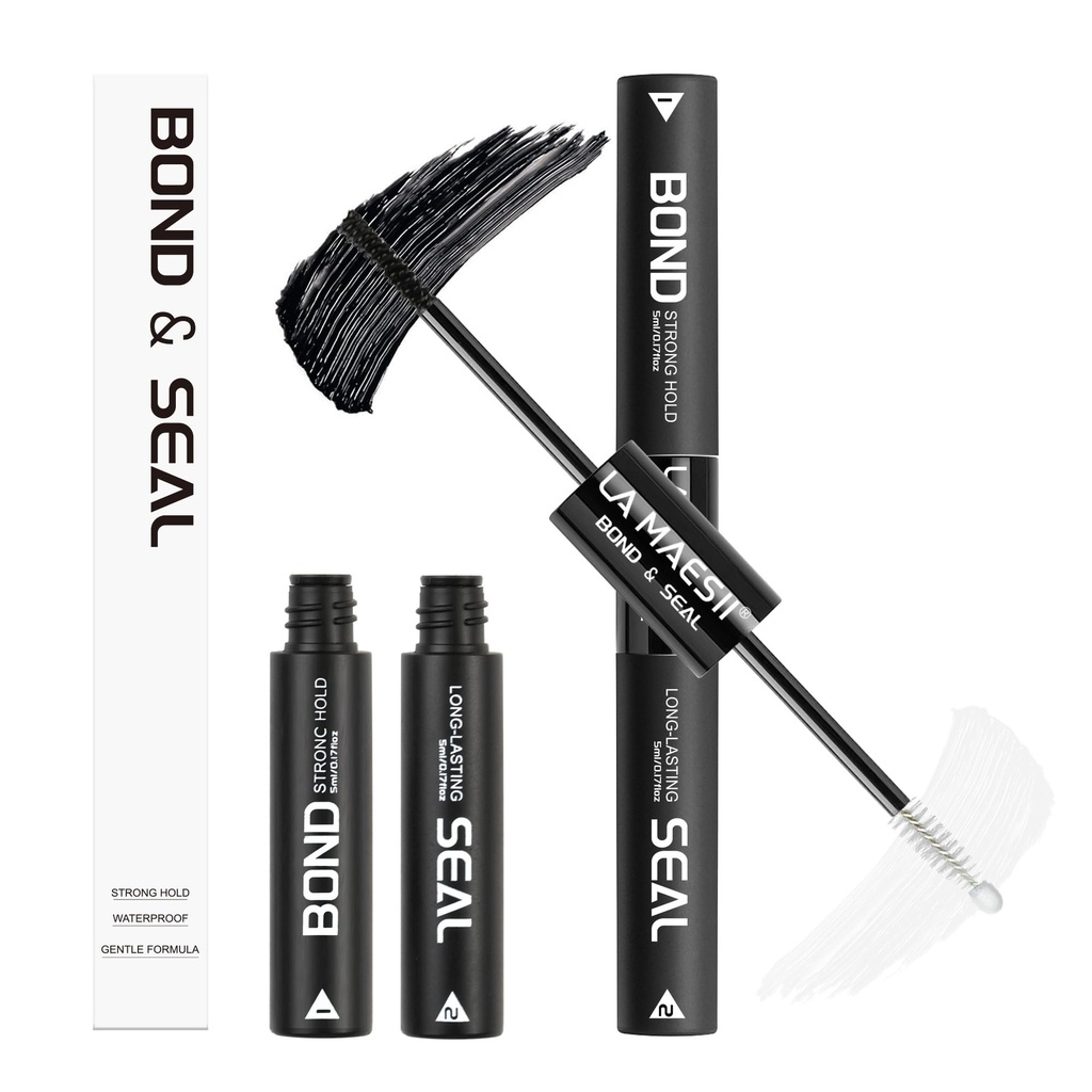 Lash Cluster Glue,Lash Bond and Seal Waterproof,Bond & Seal Lash Glue for Eyelash Cluster,Black Long-Lasting 72H Latex Free（10ml）