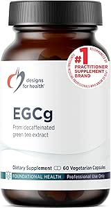 Diseños para la salud EGCg - Extracto de té verde Decaffeinado (225mg) + Suplemento de polifenoles Antioxidantes - Píldoras de té verde no GMO Vegan (60 cápsulas)