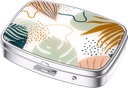 Nipichsha Pill Box, Small Pill Case for Purse & Pocket, Cute Travel Medicine Organizer, Portable Medicine Container Holder to Hold Vitamins, Medication, Fish Oil &amp; Supplements, Boho Leaves