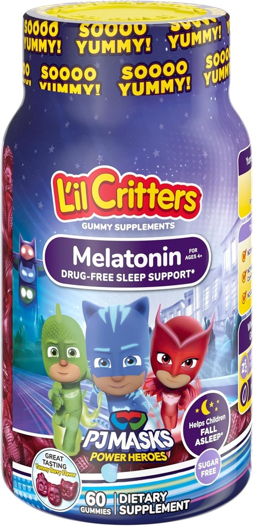 L'il Critters PJ Masks Melatonin Gummy Suplementos, 60 Gummies