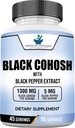 American Standard Supplements Black Cohosh 1300mg Por Serving with Black Pepper Fruit Extract - Vegan, Gluten Free, Non-GMO, 90 cápsulas, 45 piezas