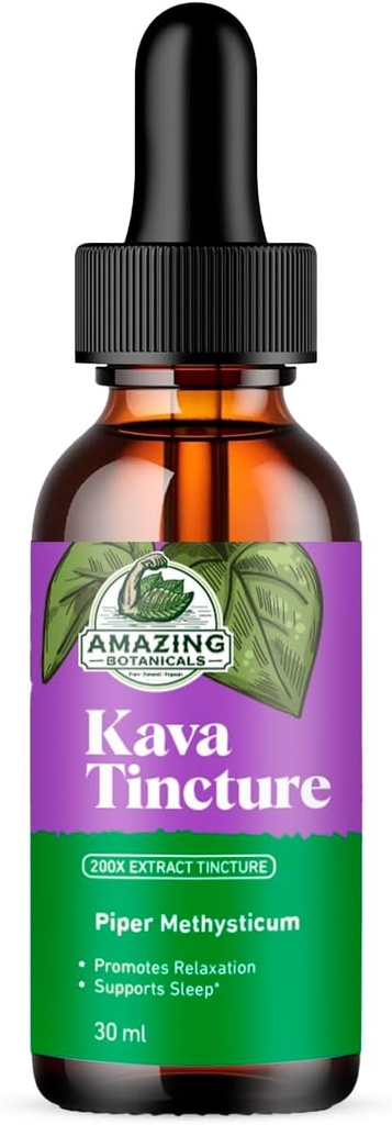 Kava Kava Tincture – Herbal Extract for Natural Calm & Relaxation – 70% Kavalactones Extract Tincture High-Potency Blend – Premium Liquid Supplement – 30ml (1oz)