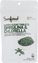 Sunfood Chlorella Spirulina Tablets - Spirulina y Chlorella Powder Pills, Green Algae Suplemento Rich en Chlorophyll, Broken Cell Wall, Vegan - 2 oz Bag