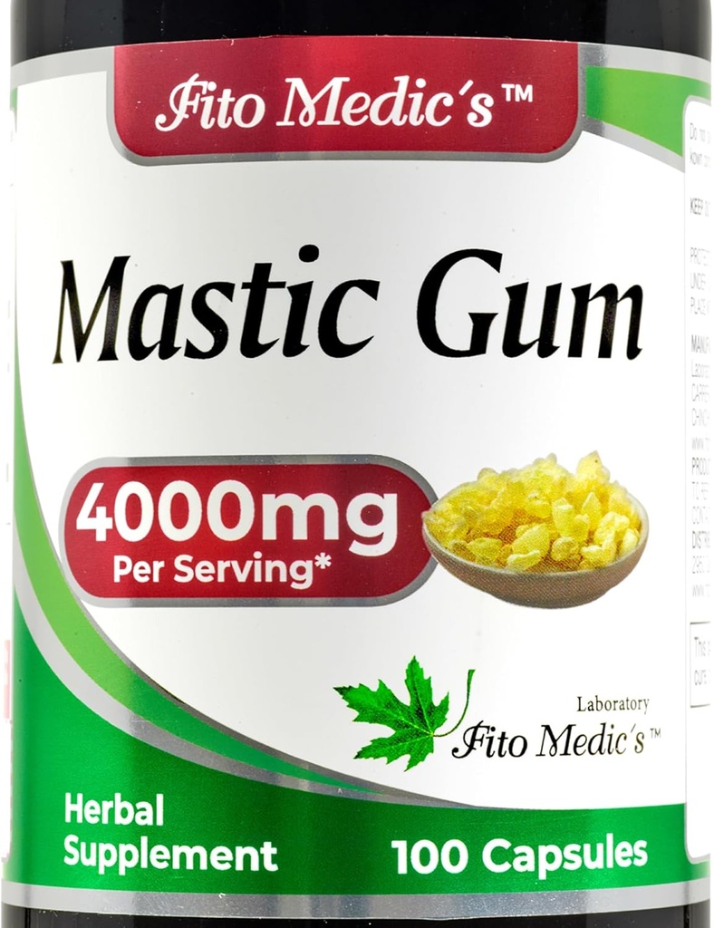 Laboratorios FITO MEDIC - Mastic Gum – 4000 mg por Serving- Supporting Stomach, Duodenal &amp; Oral Health, Ultra high Absorption s.
