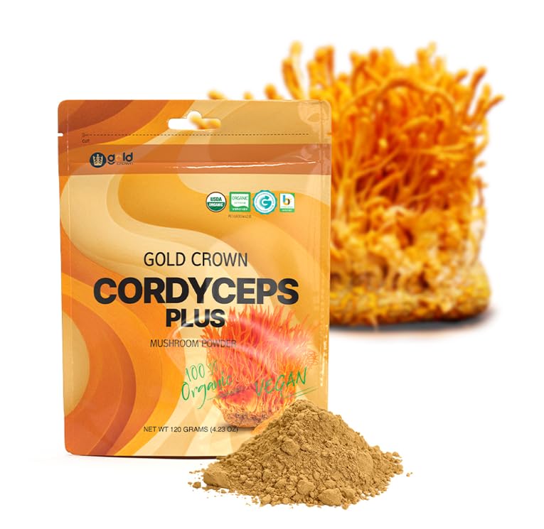 Cordyceps Plus, Organic Militaris Mushroom Powder 4.23 oz, USDA Organic Halal Non-GMO, Immune Support & Energy Boost 동충하초 엑기스 분말 가루