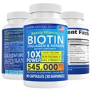 Biotina y colágeno Vitaminas + Keratina con Folato - Tratamientos de Pérdida de Cabello para Mujeres &amp; Hombres - Follicle, Skin y Nails Suplementos para el Crecimiento del Pelo &amp; Postpartum Support - GMO Gratis &amp; Gluten Gratis (60 Caps)