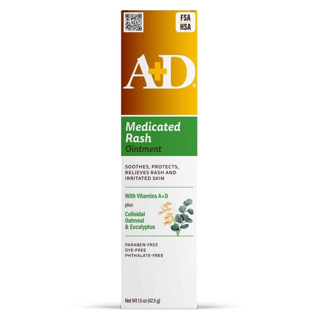 A+D Medicated Rash Ointment 1.5 oz– Relieves Rash & Skin Irritated Skin from Poison Ivy, Eczema, Beard, Bikini, Dry Skin, Chapped Skin, bug bites. Made with Colloidal Oatmeal