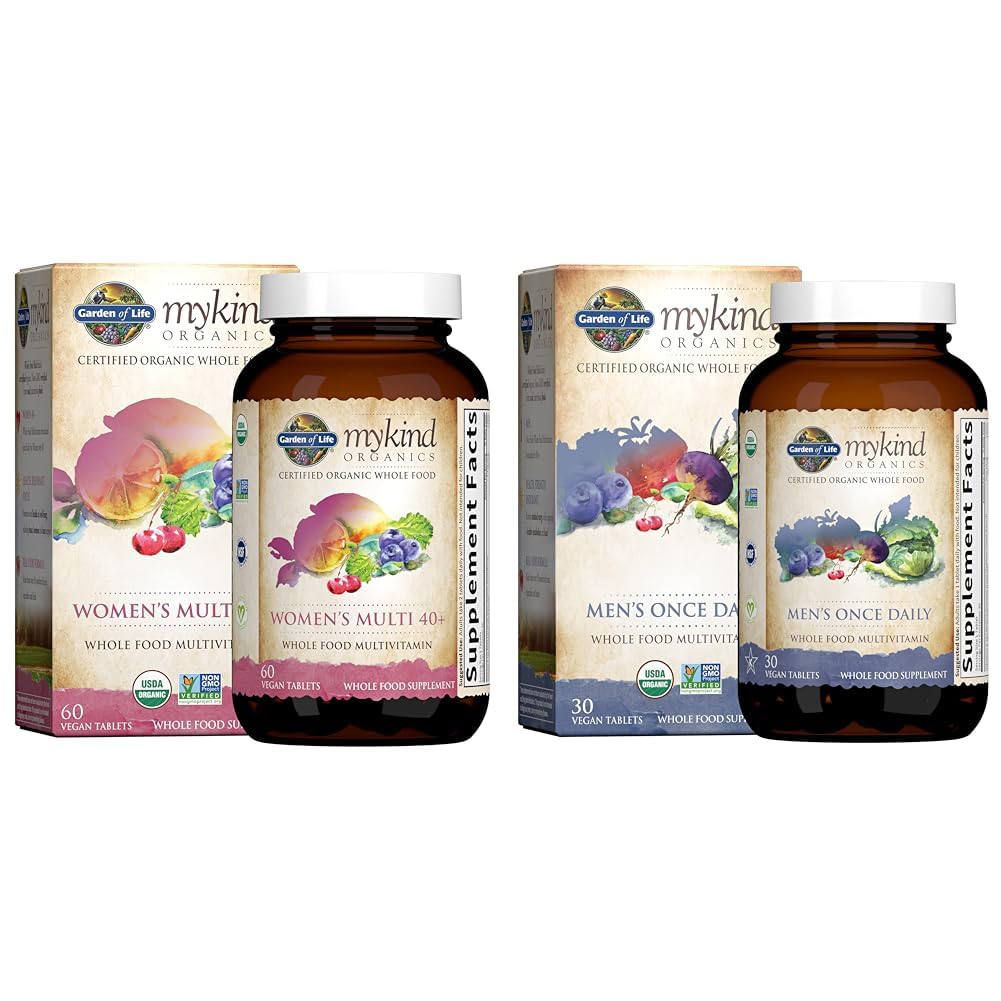 Garden of Life Organics Vitamins for Women 40+ - 60 Tablets & Organics Multivitamin for Men - Men's Once Daily Whole Food Vitamin Supplement Tablets, Vegan, 30 Count