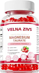 Magnesium Taurate Gummies 1800mg, Magnesium Taurate Suplemento, High Absorption reducida chewable for Kid and Adults, Muscle and Heart Health Support, Vegan, Gluten Free, 60 Condes