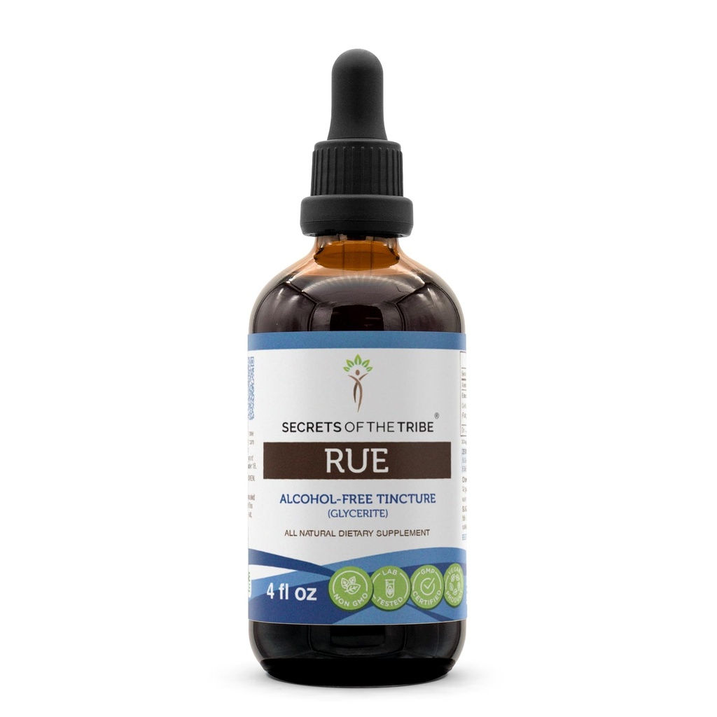 Secrets of the Tribe Rue Alcohol-Free Liquid Extract, Rue (Ruta graveolens) Dried Herb Tincture Supplement (4 FL OZ)