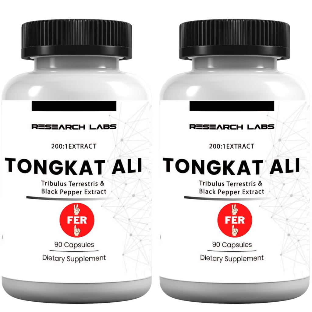 Research Labs Longjack Tongkat Ali 2 Pack Extract Capsules - Highly Concentrated Potent Extract | Strength, Drive, Performance & Muscle Mass