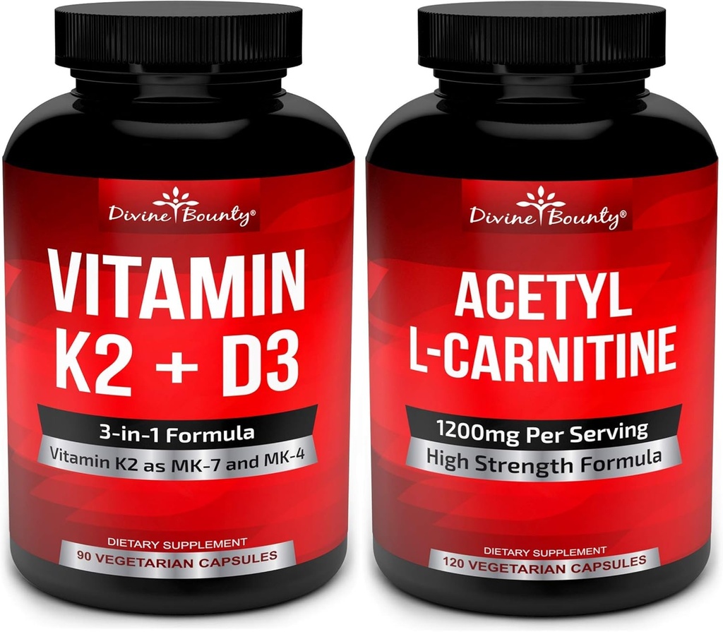 Vitamina K2 con D3 &amp; Acetyl L-Carnitine Bundle