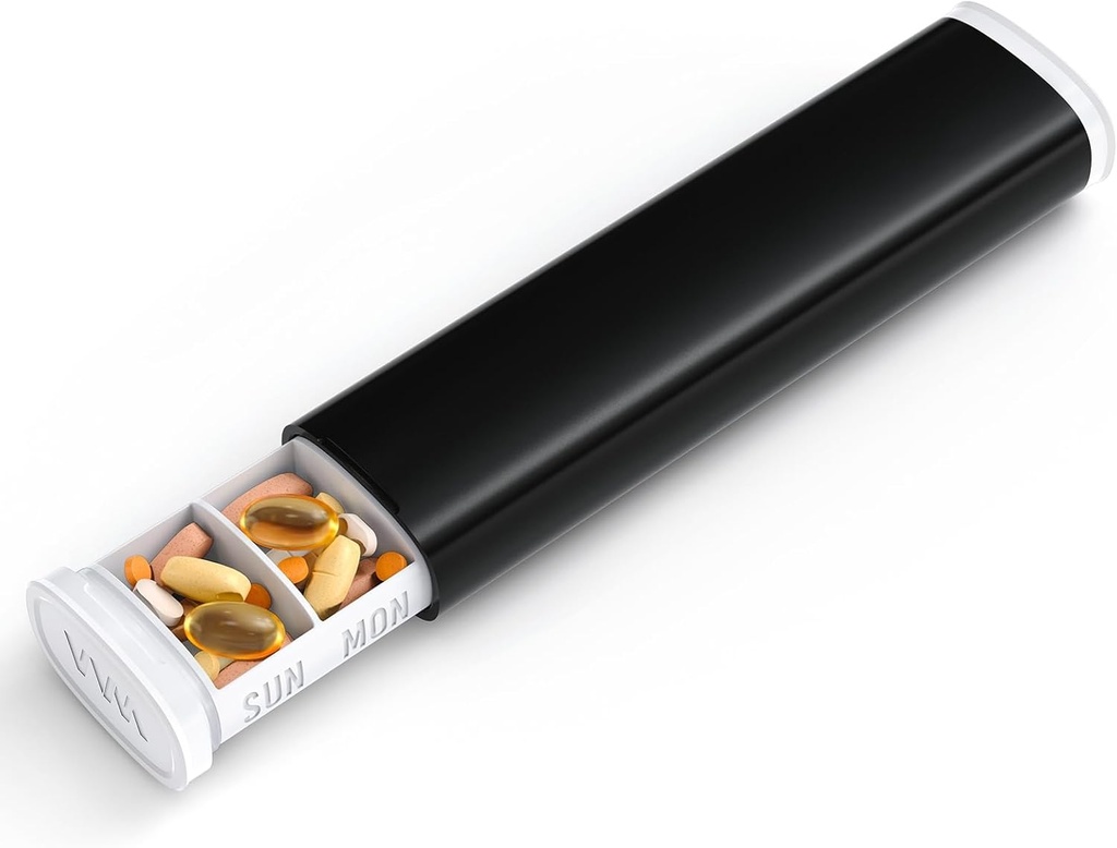 VVM Organizador semanal de píldoras 7 días, Caja de Píldora diaria, Caja de Píldora de Píldora de Píldora de Drenaje lindo para vitaminas, suplementos, Organizador de Píldora de Medicina