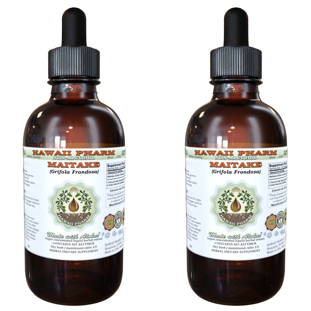 Hawaii Pharm Maitake Alcohol-Free Liquid Extract, Professional Grade, Small Batch Maitake (Grifola Frondosa) Dried Mushroom Glycerite, 2x2 oz