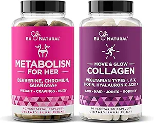 Eu Natural Metabolism for Her and Move & Glow Collagen Bundle - Support for Metabolism and Skin & Joint Health