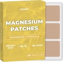 Patches de magnesio (Pack of 60) - 100% Natural Patch for Women and Men - con Calcio - Muscle y Bone Support, Calming - Fórmula mejorada