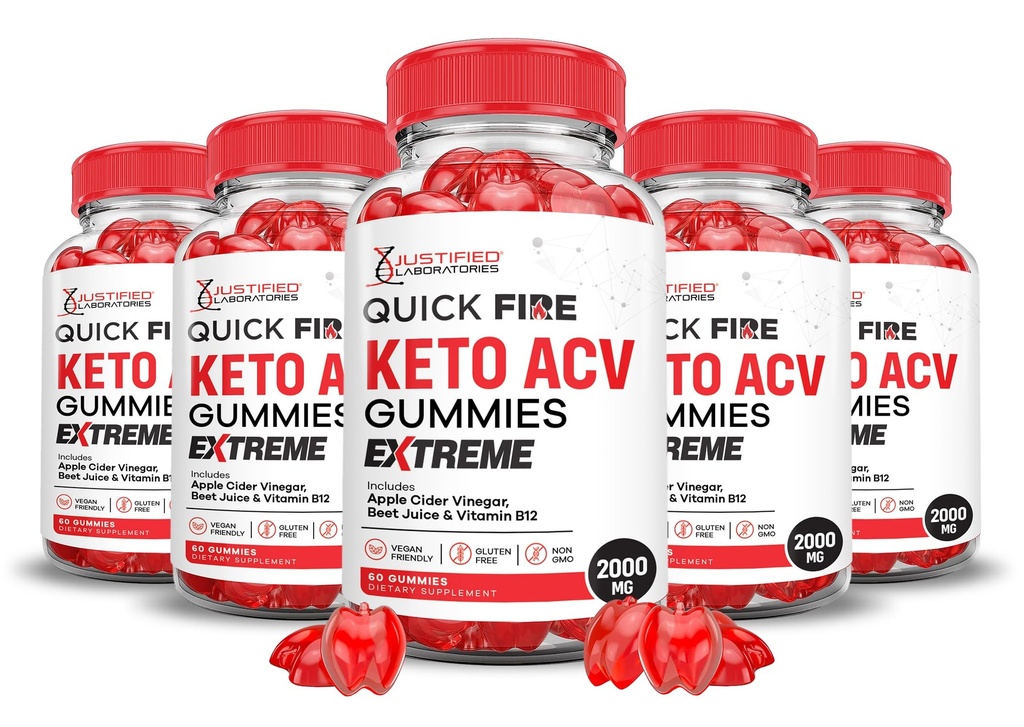 (5 Pack) Quick Fire Keto ACV Gummies Extreme 2000MG QuickFire Keto Gummies Apple Cider Vinegar Formulated with Pomegranate Beet Juice Powder B12 Vegan Non GMO 300 Gummys