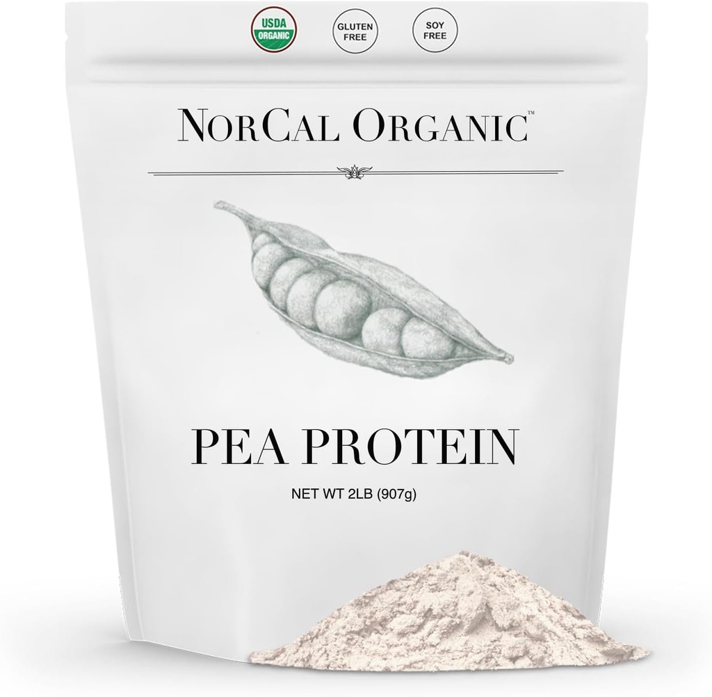 NorCal Organic - Premium Pea Protein Isolate - 100% Vegan y Orgánico - UNFLAVORED - 2 Libras (Pack of 1) - 35 Serviciones