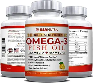 Omega 3 Fish Oil Suplemento 3600mg con EPA y DHA para Mujeres y Hombres Apoyo Conjunto, Cerebro y Salud del Corazón 120 Softgels, 40 Day Supply