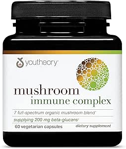 Teoría Mushroom Complejo Immune - Vegan Immune Support Suplemento* - Organic Mushroom Blend with Chaga, Cordyceps, Lion's Mane, Maitake &amp; More - 60 Vegetarian Capsules