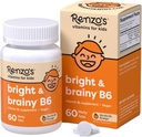 Renzo's Bright &amp; Brainy Vitamin B6, Dissolving Kids Vitamin B6, 60 Tabs sin azúcar, Oh Oh Orange Flavored