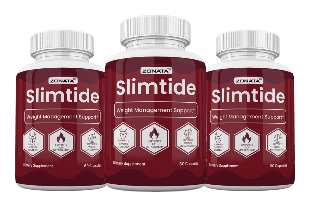 Zonata (Pack of 3) Slimtide Capsules with Apple Cider Vinegar & Raspberry, Slimtide Supplement - 180 Capsules