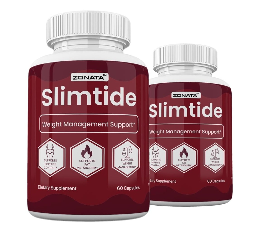 Zonata (Pack of 2) Slimtide Capsules with Apple Cider Vinegar & Raspberry, Slimtide Supplement - 120 Capsules