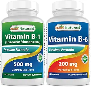 Mejores Naturales Vitamina B1 como Monotrato de Thiamine 500 mg &amp; Vitamina b6 200 mg