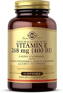 Solgar Vitamina E 268 mg (400 UI) - 50 Softgels - Naturalmente Fuente - Gluten Gratis, Dairy Gratis - 50 Servings