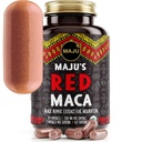 Maju Superfoods Organic Red Maca Root Capsules 120ct - Mujeres Focused Curve Enhancement Nutrition Booster Pills, Gain for Thighs, Powder in Pill Supplement