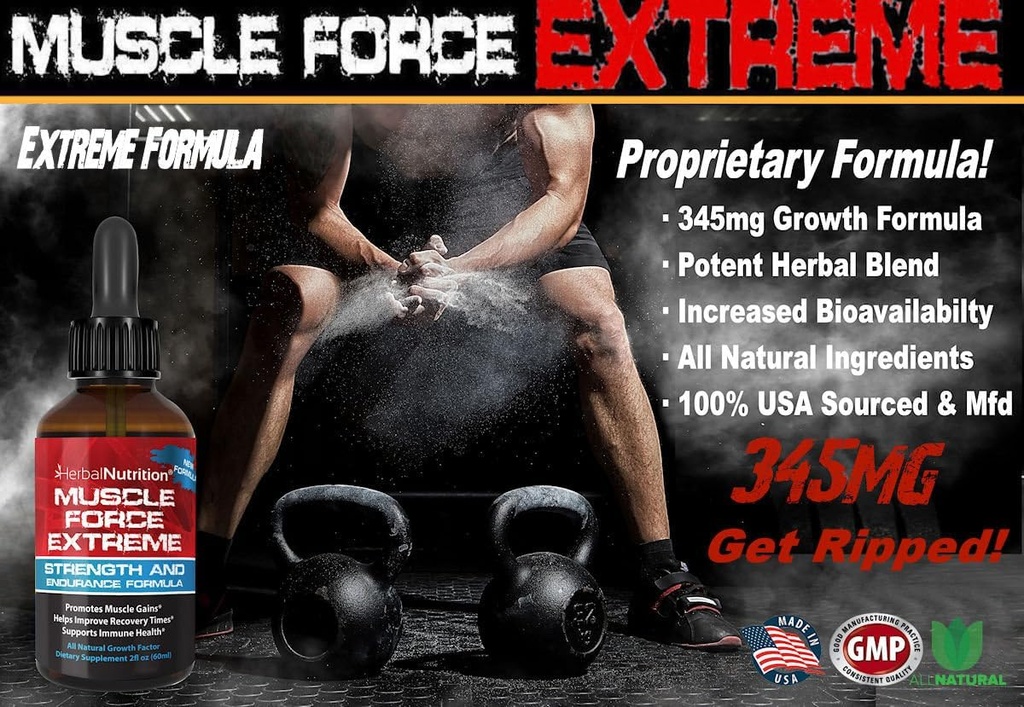 Fuerza muscular Extreme 2 Bottle Pack 345mg Fórmula propietaria Nuestra fuerza más fuerte y resistencia Spray, mejora la fuerza muscular y el tiempo de recuperación 2oz Botellas
