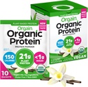 Orgain Orgain Pólvora de proteína vegana orgánica, grano de vainilla - 21g Proteína vegetal, fibra prebiótica 5g, carbohidratos bajos, sin ingredientes de lactosa, sin azúcar adicional, no OMG, para sacudidas " Smoothies, 10 paquetes de viaje