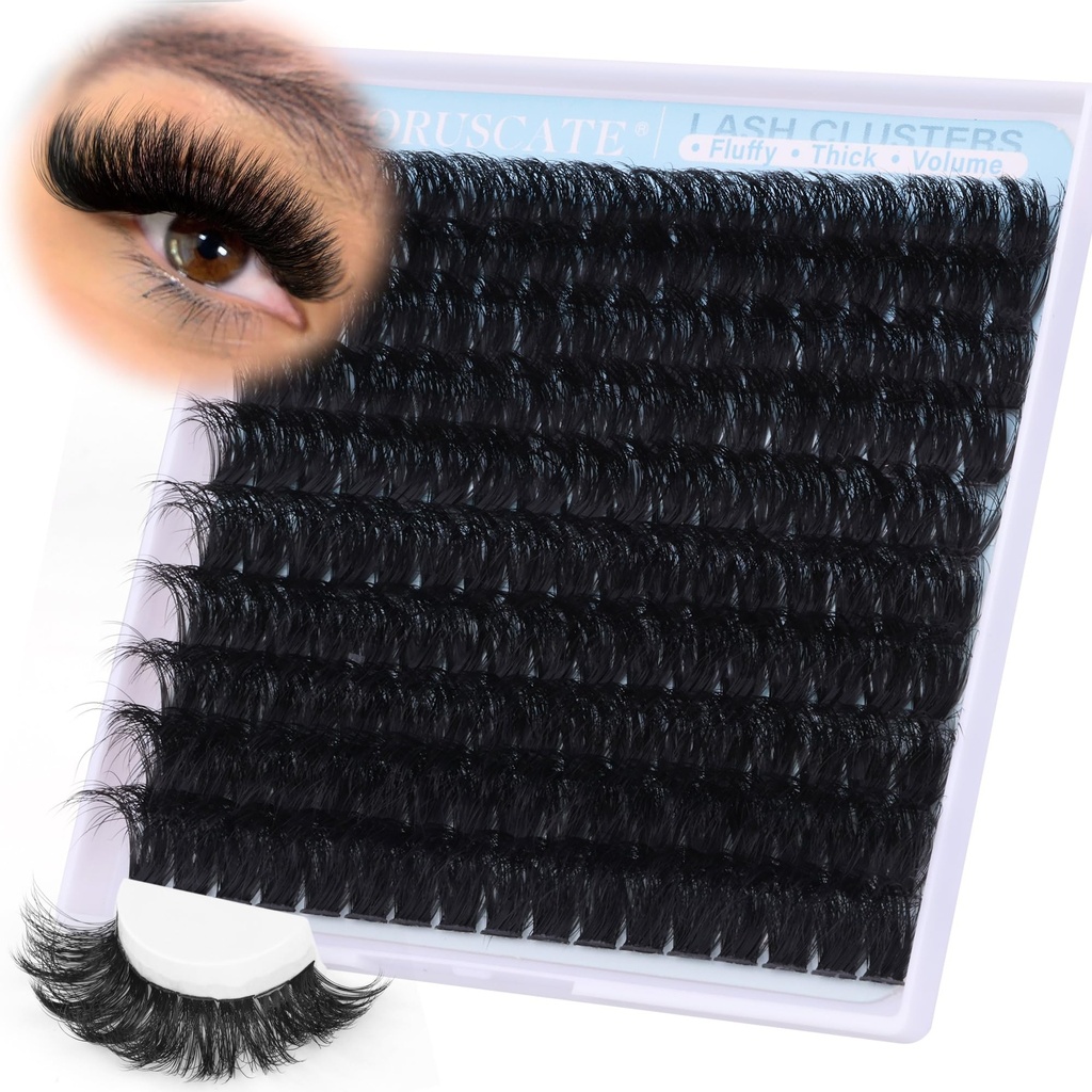 Fluffy Lash Clusters Long Eyelash Clusters, 180D Thick Cluster Eyelash Extensions 14-20mm Individual Lashes Look Like Lash Extension 170pcs Dramatic Eyelashes DIY Volume Lashes Strip