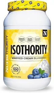 Isothority Whey Protein Isolate, Whipped Cream Blueberry, 2 lb - Ultra Absorbable Cadena Aminoácidos (BCAA) Polvo con 25g Por Serving, Low Carb - Build Muscle &amp; Accelerate Recovery